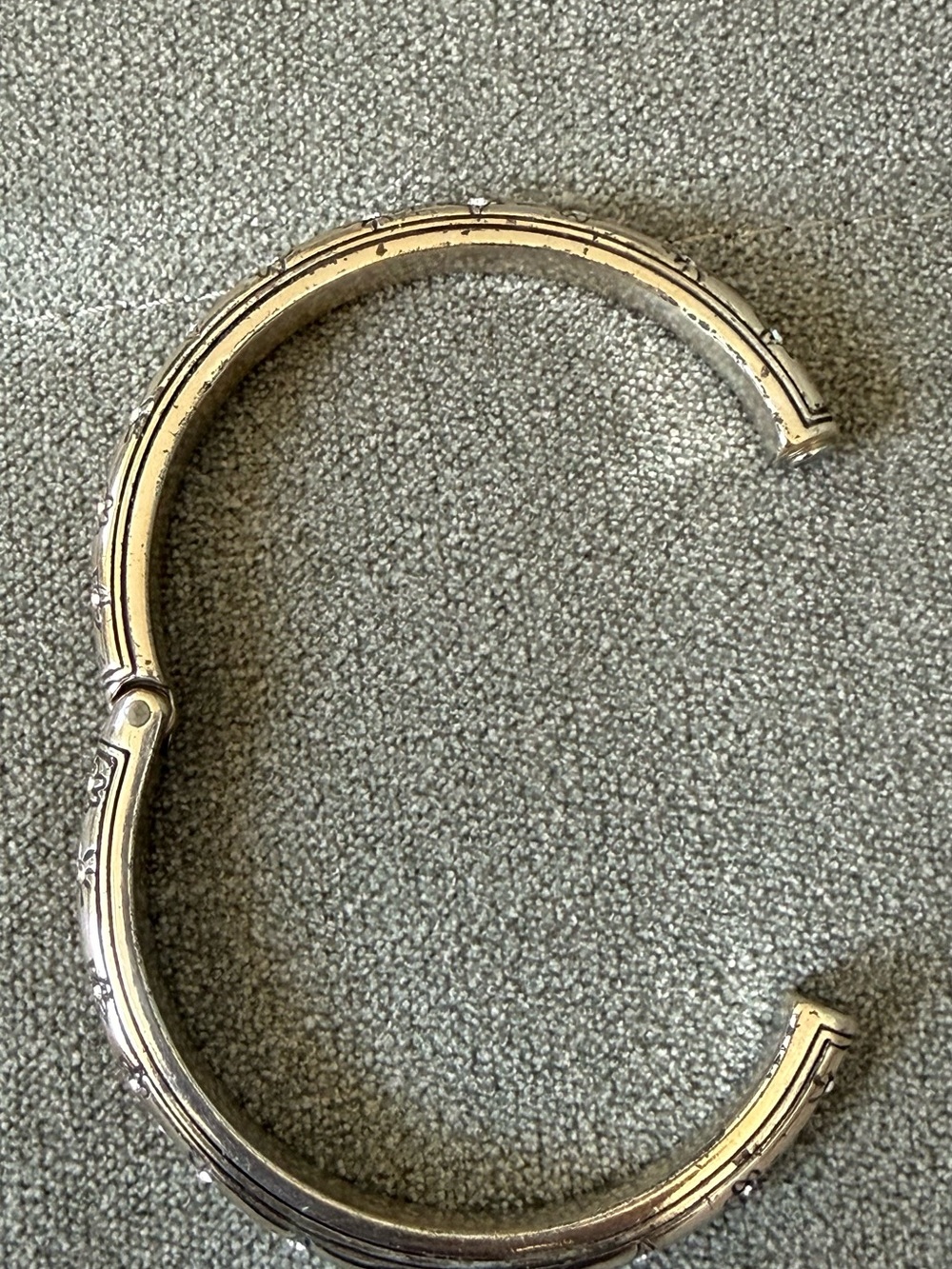 Brighton Silver Floral Rhinestone Bangle Bracelet- Magnetic Closure - Picture 6 of 7